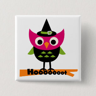 Hooot Owl Halloween T-shirts en Gifts Vierkante Button 5,1 Cm