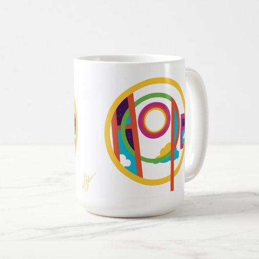 Hoop Abstracte Moderne Kunst Smilelines Mok (Voorkant rechts)