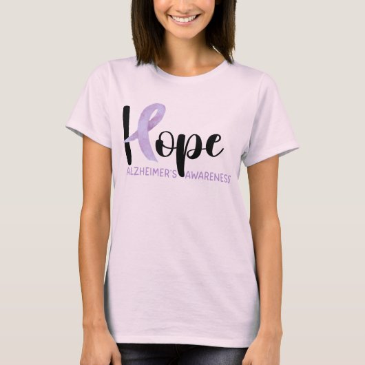 "Hoop" Alzheimer's Awareness Paarse Ribbon Script T-shirt (Voorkant)