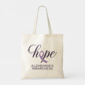 "Hoop" Alzheimer's Awareness Paarse Ribbon Script Tote Bag (Achterkant)