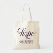 "Hoop" Alzheimer's Awareness Paarse Ribbon Script Tote Bag (Voorkant)