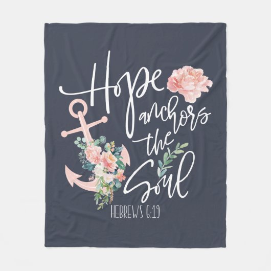 Hoop Ankert De Ziel Bloem Religieus Fleece Deken (Voorkant)