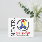 Hoop autisme nooit opgeven briefkaart (Staand voorkant)