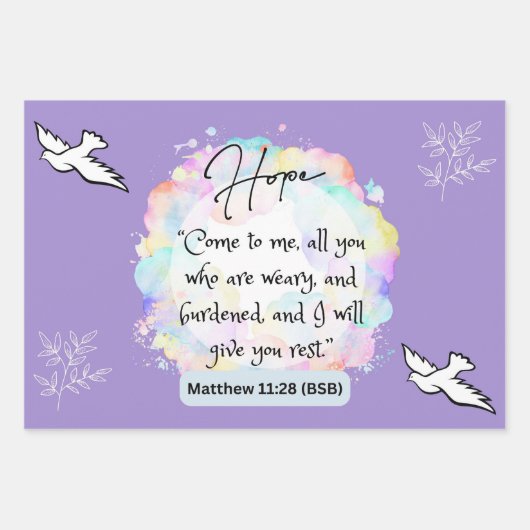 Hoop Bericht - Matthew 11-28 - 3 vellen wikkelpapi (Voorkant 2)