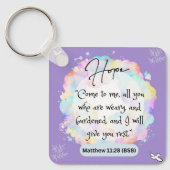 Hoop Bericht Matthew 11-28 - Square Metal Sleutelh Sleutelhanger (Voorkant)