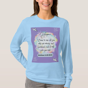 Hoop Bericht - Matthew 28-14 - Lange mouw LT Blauw T-shirt