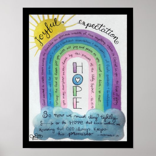 Hoop Bijbelse Waterverf RegenboogInspirerend Poster (Voorkant)
