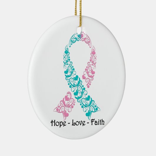 Hoop Blauwgroen en roze bewustzijn Keramisch Ornament (Rechts)