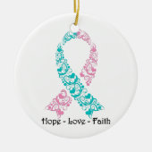 Hoop Blauwgroen en roze bewustzijn Keramisch Ornament (Voorkant)