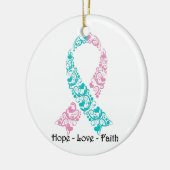 Hoop Blauwgroen en roze bewustzijn Keramisch Ornament (Links)