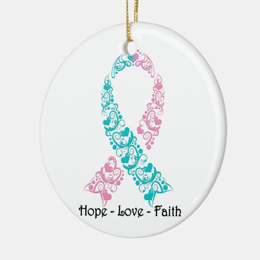 Hoop Blauwgroen en roze bewustzijn Keramisch Ornament (Links)