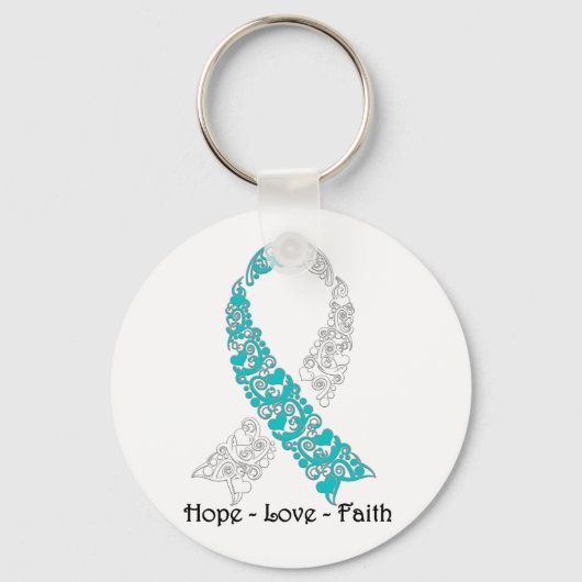 Hoop Blauwgroen en White Hope Love Faith Sleutelhanger (Voorkant)