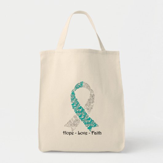 Hoop Blauwgroen en White Hope Love Faith Tote Bag (Voorkant)