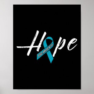 Hoop Blauwgroen Lint PTSS Awareness Outfit Gift Id Poster