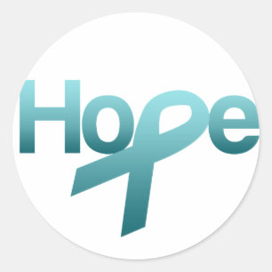 Hoop Blauwgroen Ribbon Ovarium Cancer Awareness Ronde Sticker