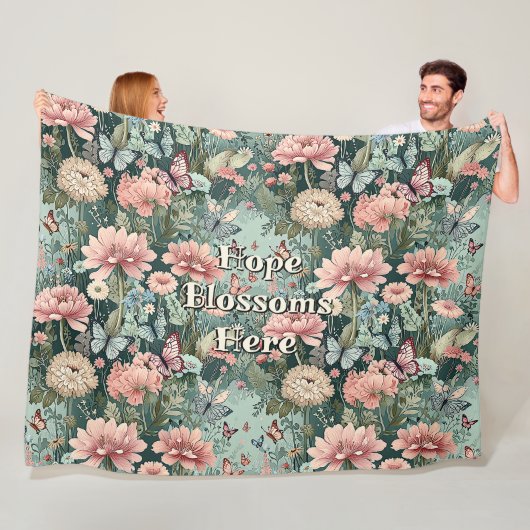 Hoop bloesems hier - Stijlvolle Pastel Garden Flor Fleece Deken (In situ)