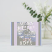 Hoop dat Hillary USA we sterker met elkaar zijn Briefkaart (Staand voorkant)