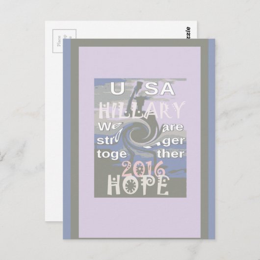 Hoop dat Hillary USA we sterker met elkaar zijn Briefkaart (Voorkant / Achterkant)