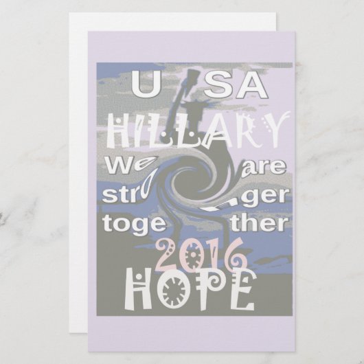 Hoop dat Hillary USA we sterker met elkaar zijn Briefpapier (Voorkant / Achterkant)