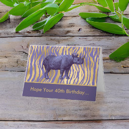 Hoop dat je 40ste verjaardag Wilde Paarse Rhinocer Kaart