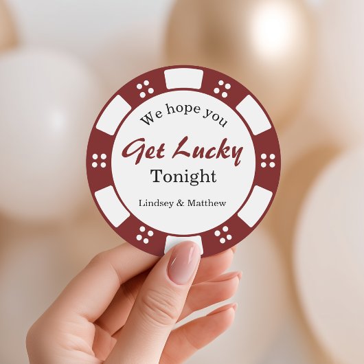 Hoop dat je geluk hebt trouwpokerchip ronde sticker