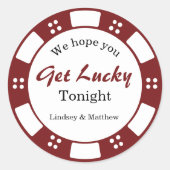 Hoop dat je geluk hebt trouwpokerchip ronde sticker (Voorkant)