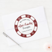 Hoop dat je geluk hebt trouwpokerchip ronde sticker (Envelop)