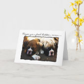 Hoop dat je je snel beter voelt boxer pups wenskaa kaart (Gele Bloem)