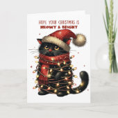 Hoop dat je Kerstmis is Meowy & Bright Groet Kaart (Voorkant)