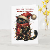 Hoop dat je Kerstmis is Meowy & Bright Groet Kaart (Gele Bloem)