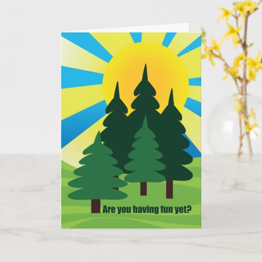 Hoop dat je plezier hebt op zomerkamp voor kindere kaart (Gele Bloem)