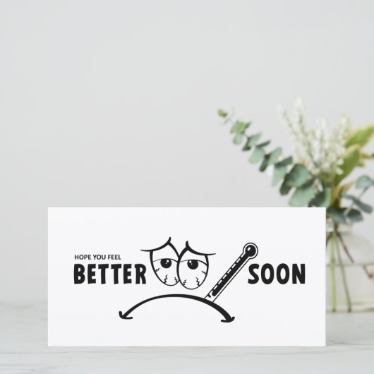 Hoop dat je snel beter voelt. Beterschap kaarten (Staand voorkant)