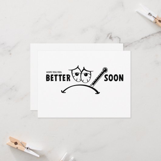 Hoop dat je snel beter voelt. Beterschap kaarten (Voorkant / Achterkant in situ)