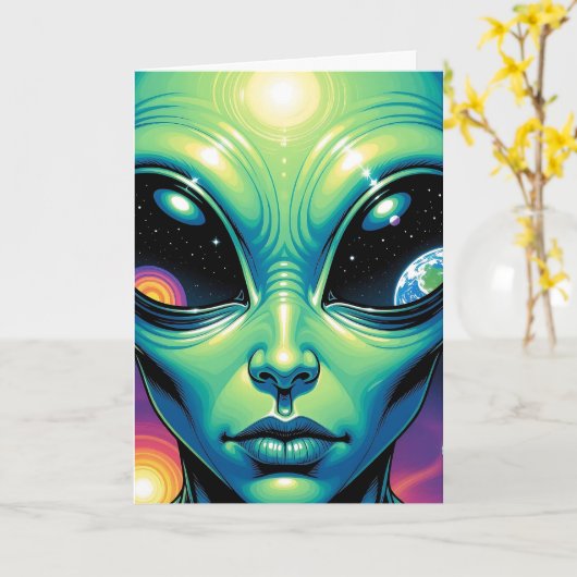 Hoop dat je verjaardag buitenaards is | Alien Kaart (Gele Bloem)