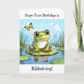 Hoop dat je verjaardag Ribbot-ing Funny Frog Puns  Kaart (Voorkant)