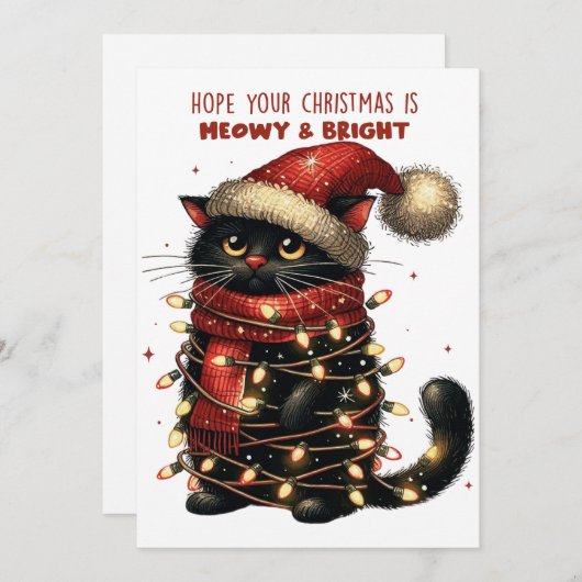 Hoop dat jullie kerst Meowy & Bright Kaart is (Voorkant / Achterkant)