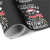 Hoop dat uw Kerstmis is Meowy en Bright Cat Kerstm Cadeaupapier (Rol Hoek)