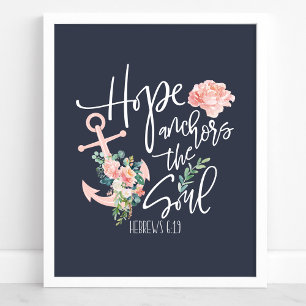 Hoop de anker van de sol Floral-religie Poster