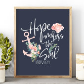Hoop de anker van de sol Floral-religie Poster
