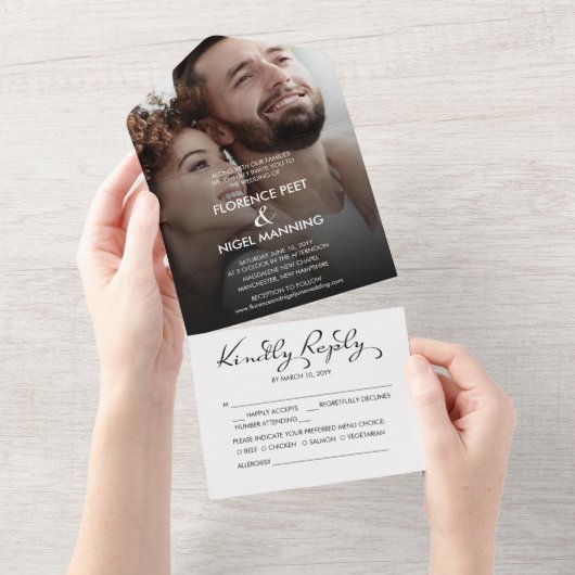 Hoop Droom Foto Bruiloft All In One Uitnodiging (Afscheurbaar)