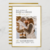 Hoop en gejuich | Minimaal wit en goud nieuwjaar Feestdagenkaart (Voorkant / Achterkant)