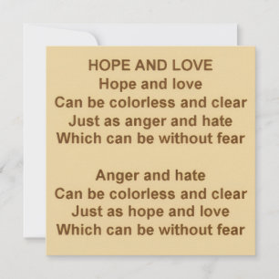 Hoop en liefdesgedicht van Kristie Hubler op Kaart