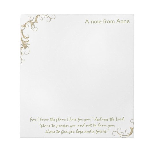 Hoop en toekomst, aangepast Christelijk notitiedoc Notitieblok (Voorkant)