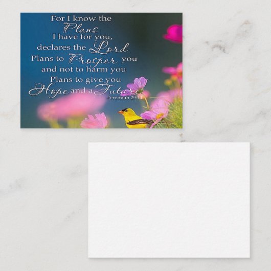 Hoop en toekomst bloemen en vogel notitiekaartje (Voorkant / Achterkant)