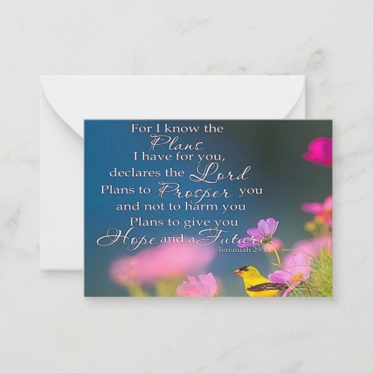 Hoop en toekomst bloemen en vogel notitiekaartje (Voorkant)