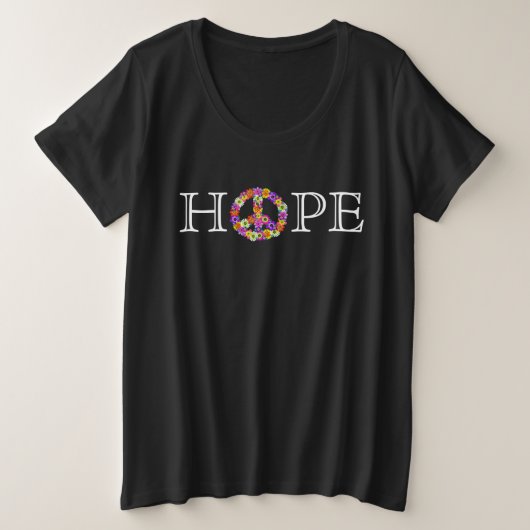 Hoop en vrede grote maat t-shirt (Design voorkant)