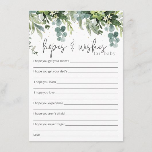 Hoop en wensen voor Baby invoegen Informatiekaartje (Voorkant)