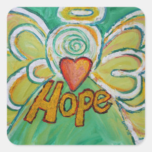 Hoop engel Inspirerend woord Kunst Decentrale Vierkante Sticker