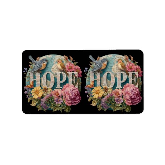 Hoop Floral Typography met Vogels en Botanische Etiket (Voorkant)