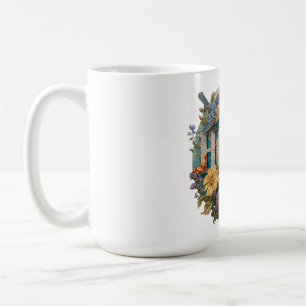 Hoop Floral Typography met Vogels en Botanische Koffiemok